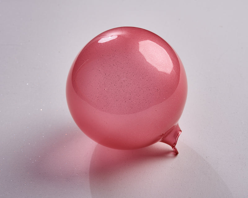 6" Rose Glitter Bubblegum Glass Ornament