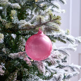 5" Rose Glitter Bubblegum Glass Ornament