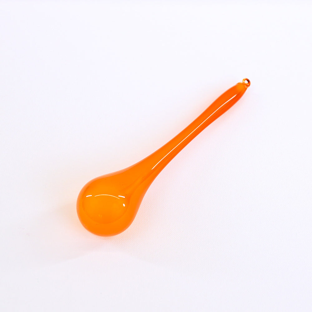 9" Orange Bubblegum Glass Teardrop Set Of 2
