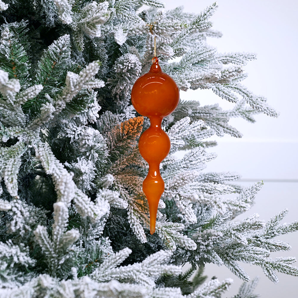 11" Orange Bubblegum Glass Finial
