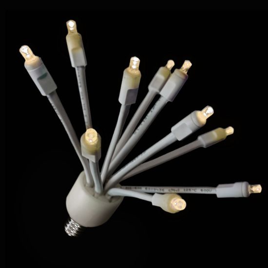 C9 Warm White Glitzer With White Base 10 LED Lights E17 Base Set Of 5