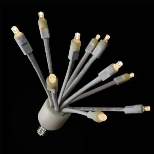 C9 Warm White Glitzer With White Base 10 LED Lights E17 Base Set Of 5