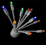 C9 Multi Glitzer With White Base 10 LED Lights E17 Base Set Of 5