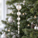 10" Pearl Icicle Drop Ornament Set Of 6