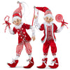 16" Red & White Poseable Elves Assorted Set Of 2