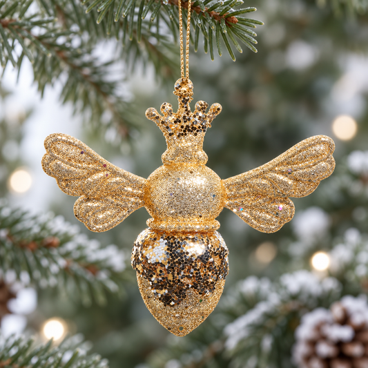 4" Crowned Bee Ornament Set Of 6