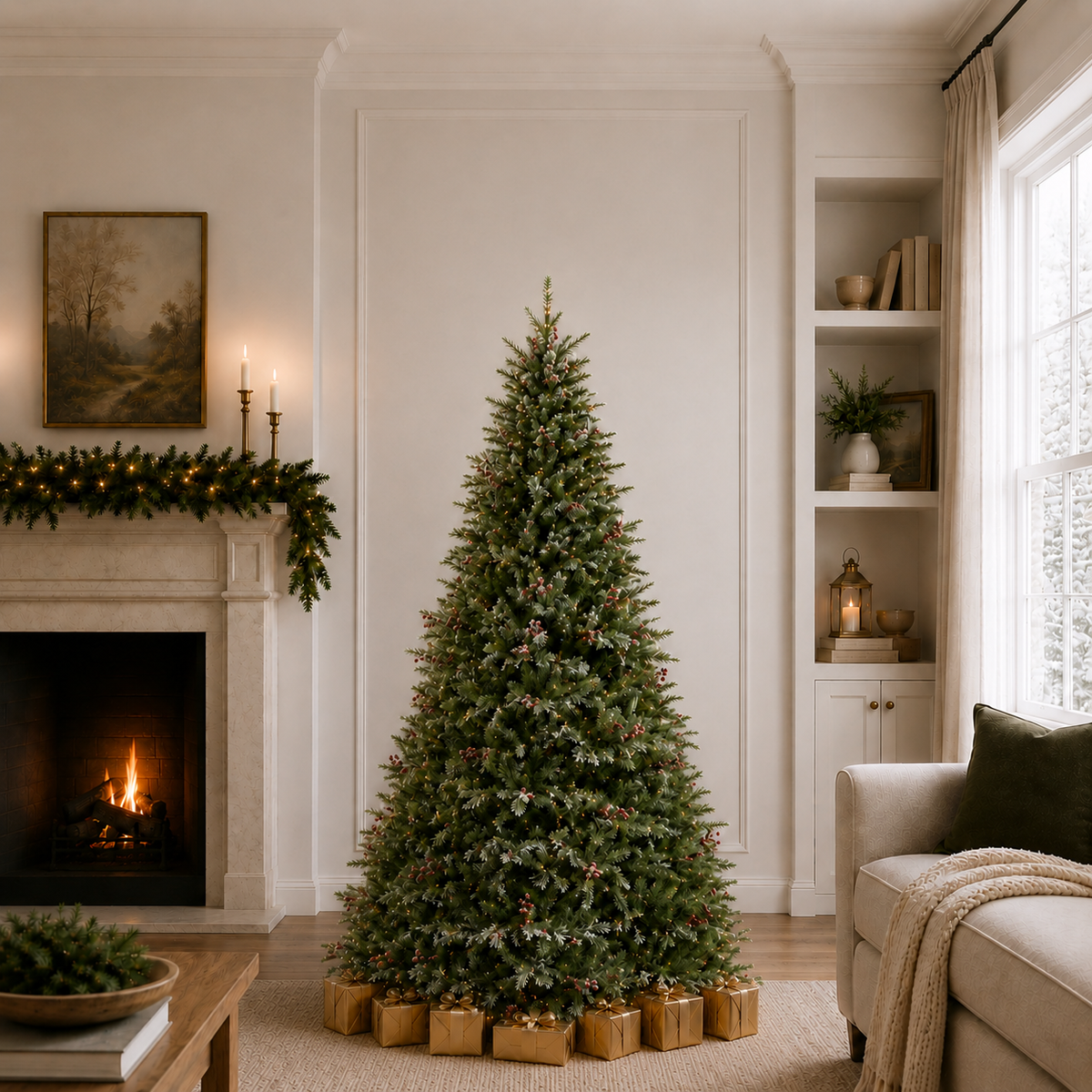 Shimmering Pine Tree Pre-Lit Warm White LED Lights