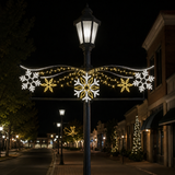 11 FT X 3 FT Warm White & Pure White LED Snowflakes Street Banner