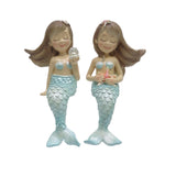 7" Blue Mermaid Sitters Assorted Set Of 2