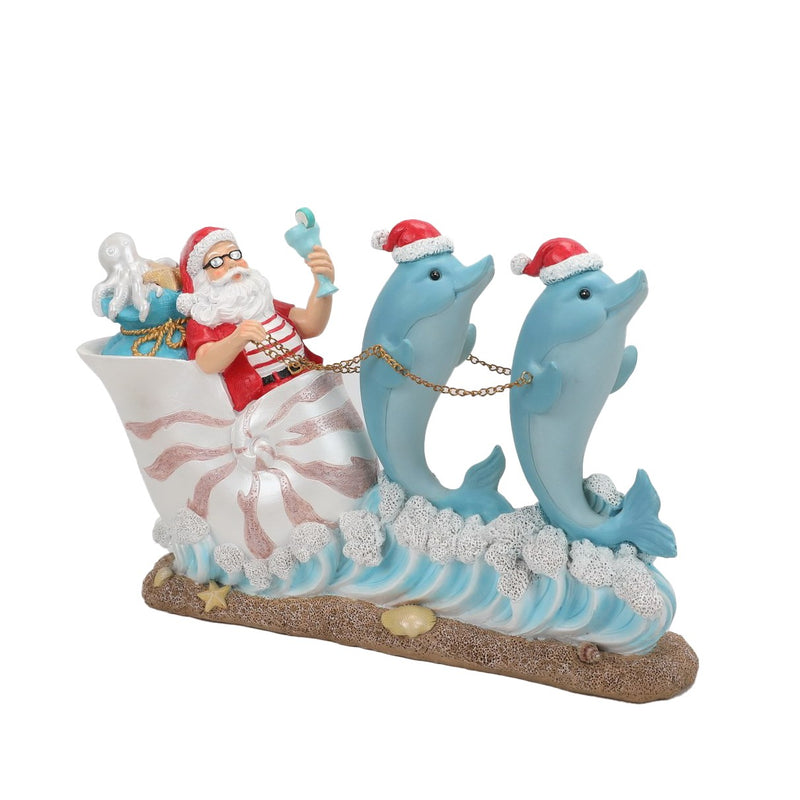 16" Dolphins Pull Santa Sleigh