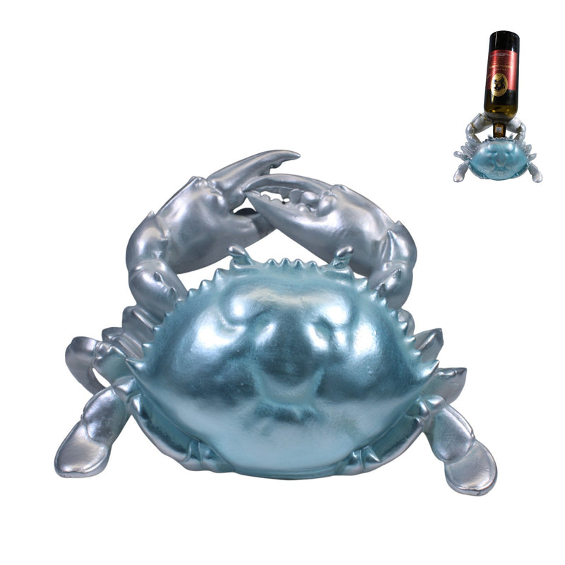 9" Blue Crab Wine Holder