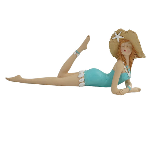 14" Lady With Beach Hat Lying