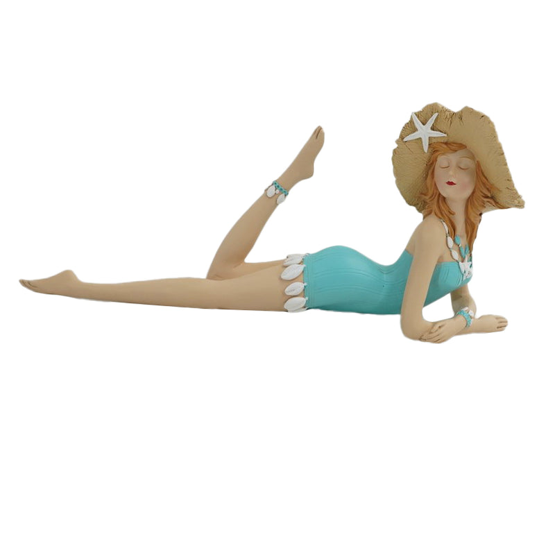 14" Lady With Beach Hat Lying