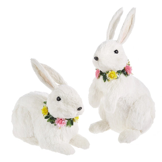 Set de 2 conejos de sisal blancos surtidos de 33 cm