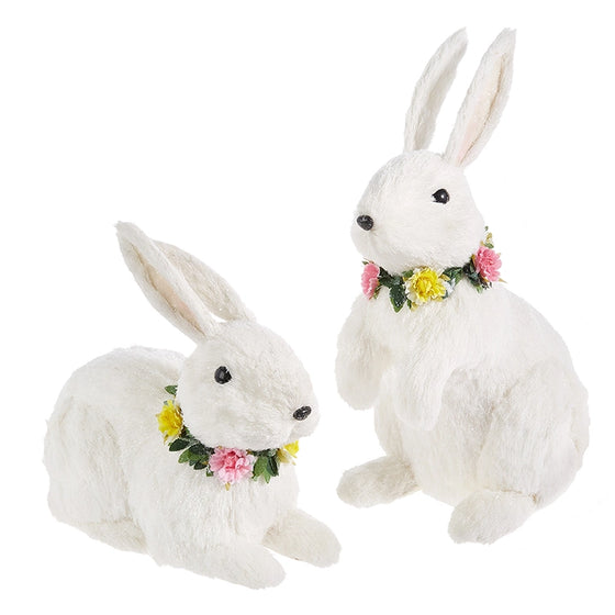 13" White Sisal Bunny Assorted Set Of 2
