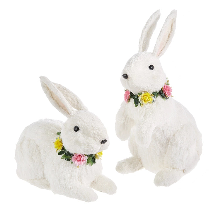 Set de 2 conejos de sisal blancos surtidos de 33 cm