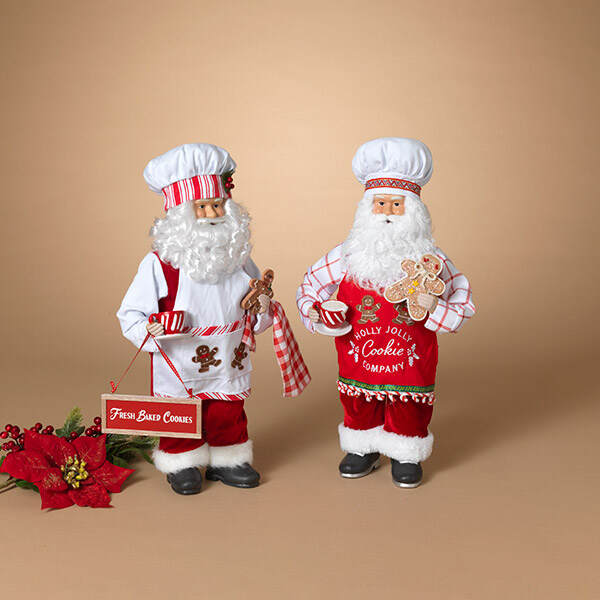 18" Chef Santa Assorted Set Of 2