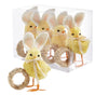 6" Chicks With Bunny Ears Napkin Rings Set Of 4