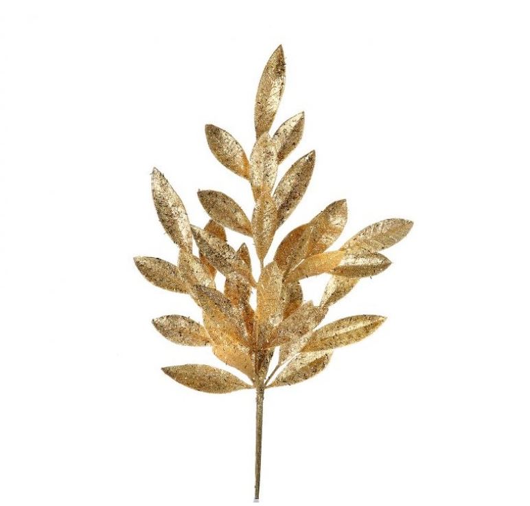 21" Glitter Bay Leaf Spray Set Of 6
