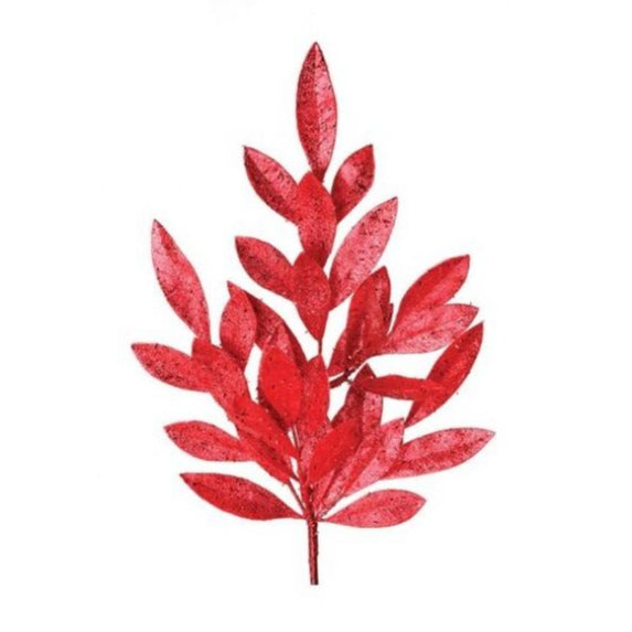 21" Glitter Bay Leaf Spray Set Of 12