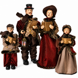 26"- 35" Burgundy & Beige Caroller Family Set Of 4