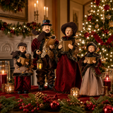 26"- 35" Burgundy & Beige Caroller Family Set Of 4