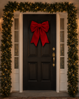 24" Red Velvet Padded Bow Outdoor UV-Resistant