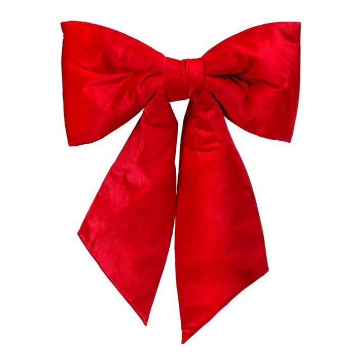 48" Red Velvet Padded Bow Outdoor UV-Resistant
