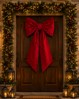 48" Red Velvet Padded Bow Outdoor UV-Resistant