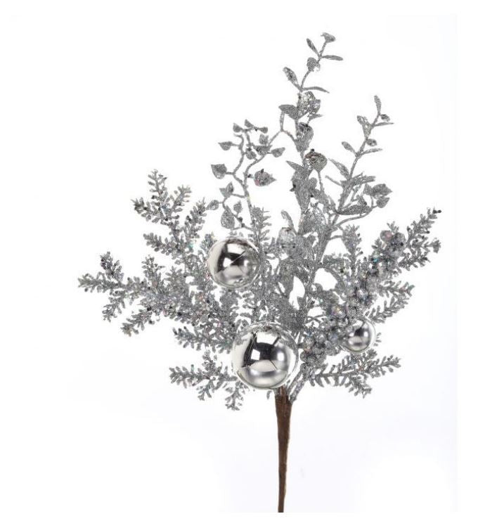 18" Silver Berry Ball Spray Set Of 6