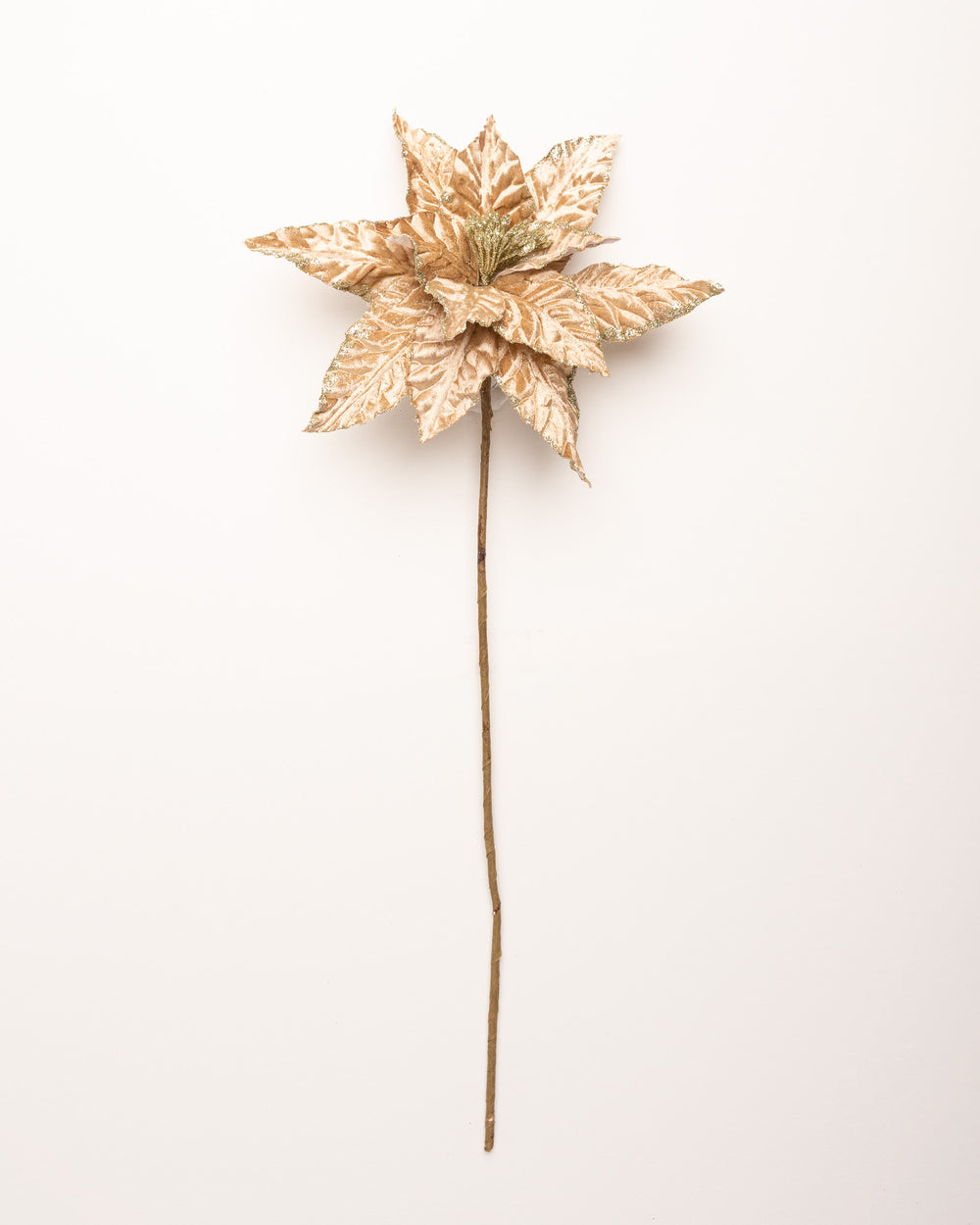 24" Taupe Glitter Poinsettia Set Of 12