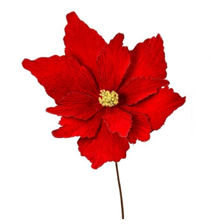 36" Red Glitter Edged Poinsettia Set Of 6