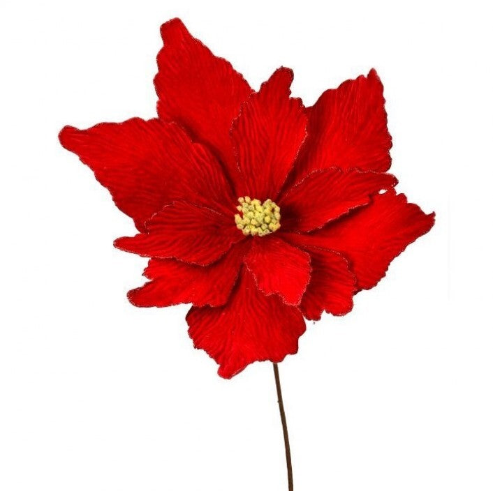 36" Red Glitter Edged Poinsettia Set Of 6