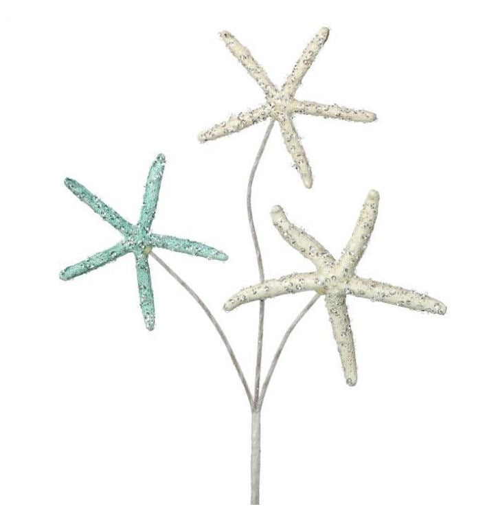 Juego de 6 ramas de estrella triple con lentejuelas de 16"