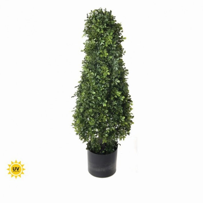 3 FT UV Green Boxwood Cone Potted Topiary
