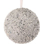 6" Silver Sequin Ball Ornament Set Of 4