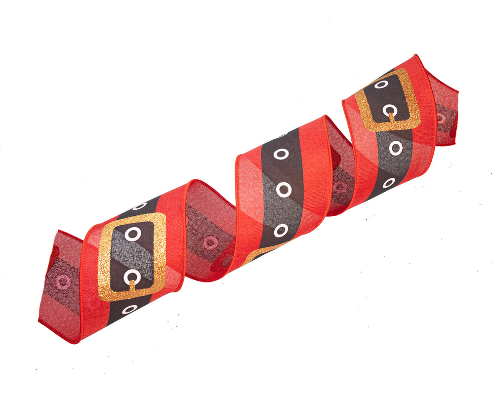 4" X 10YD Velvet Santa Belt Ribbon