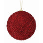 6" Red Metallic Mini Beaded Ornament Set Of 6