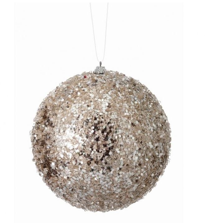 6" Sequin Iced Ball Ornament Set Of 6