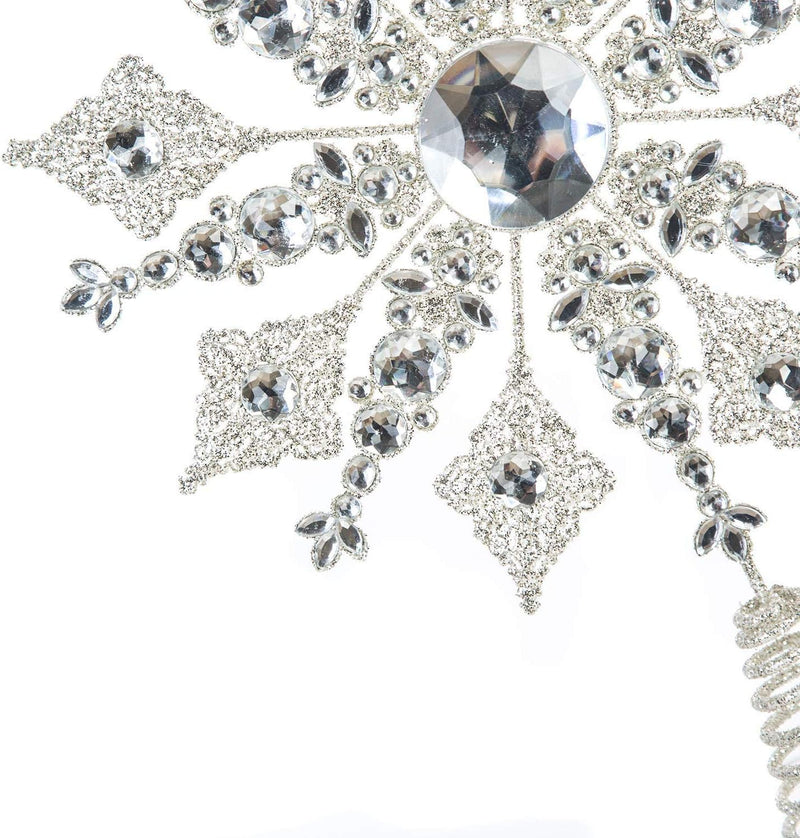 14.5" Silver Glitter Jeweled Snowflake Tree Topper