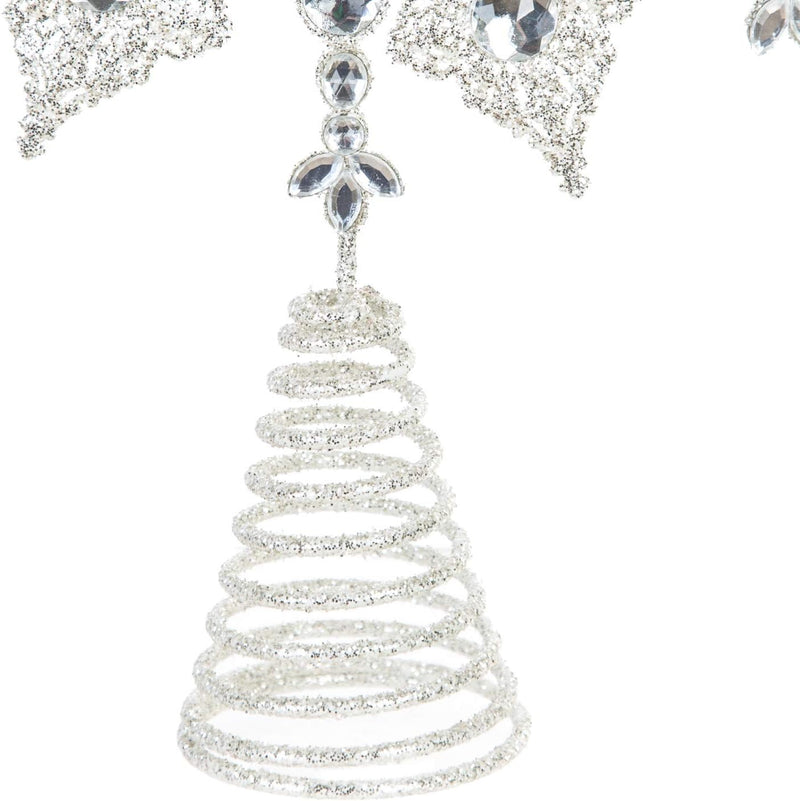14.5" Silver Glitter Jeweled Snowflake Tree Topper