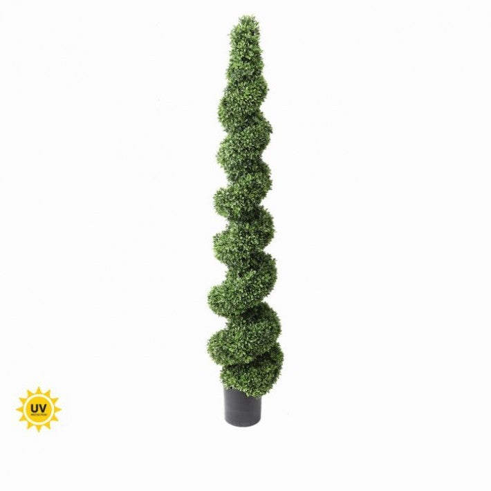 6 FT UV Green Boxwood Spiral Topiary Potted
