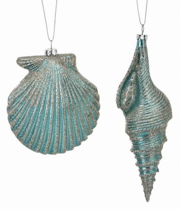 5"- 7" Aqua Seashell Assorted Set Of 6