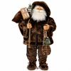 3 FT Brown Fur Lodge Santa With Presents
