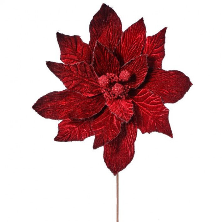 30" Burgundy Poinsettia Stem Set Of 6