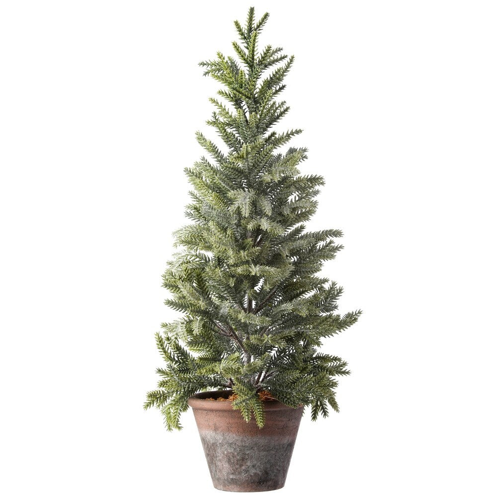 3 FT Potted Frosted Mini Spruce Tree Set of 2