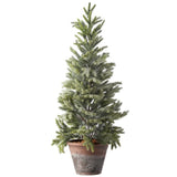 3 FT Potted Frosted Mini Spruce Tree Set of 2