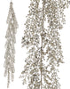 Decorative silver garland with beads on a white background