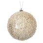 4" Champagne Iced Metallic Ball Ornament Set Of 12