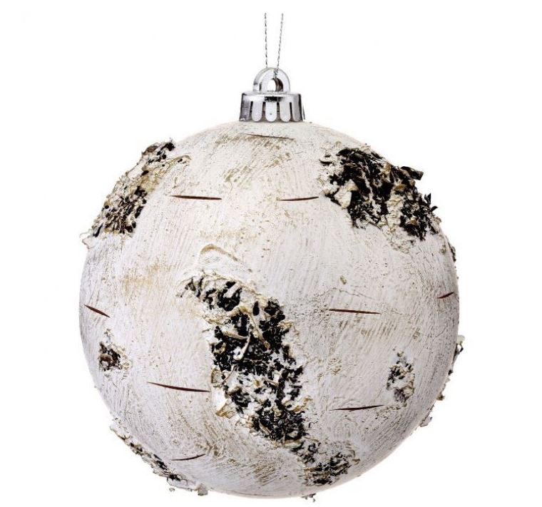 6" Birch Ball Ornament Set Of 2